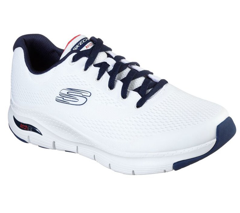 Skechers Herr Vita/Marinblå Sneakers - Arch Fit - Sverige (YVAJH-0741)